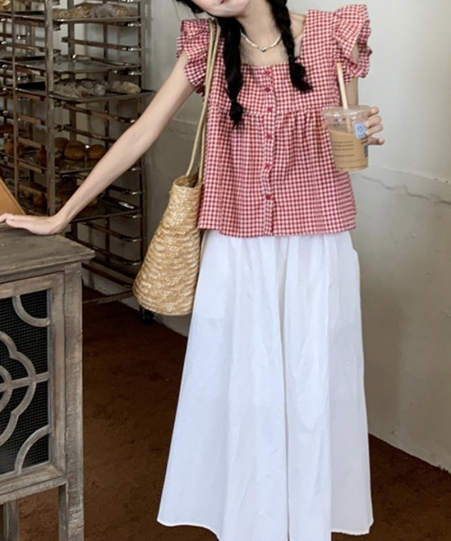 HALEY PESCA（ヘーリーペスカ）の「HALEY PESCA/スクエアネック　チェックフリルブラウス（シャツ/ブラウス・レディース・ブラック/レッド・SMALL/MEDIUM/LARGE）」の19枚目の写真