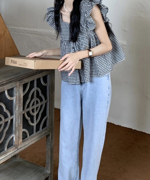 HALEY PESCA（ヘーリーペスカ）の「HALEY PESCA/スクエアネック　チェックフリルブラウス（シャツ/ブラウス・レディース・ブラック/レッド・SMALL/MEDIUM/LARGE）」の22枚目の写真