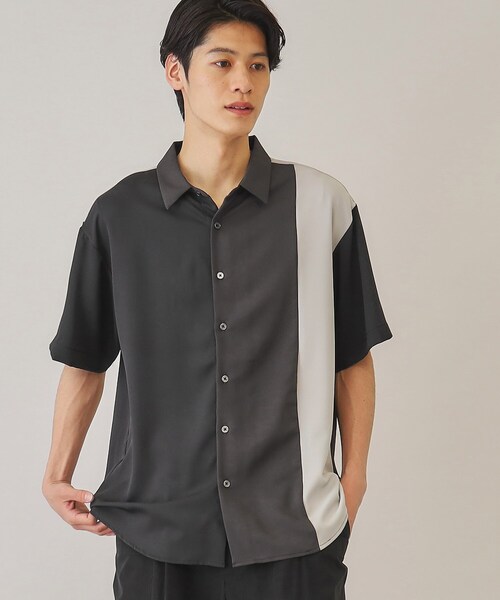 THE SHOP TK （ザ ショップ ティーケー ）の「◆【10色展開】プリントデザインシャツ チェック／ブロッキング／マーブル／ブラシアート（シャツ/ブラウス・メンズ・アイボリー系1/ホワイト系6/チャコールグレー/ホワイト系3/ブラック系2/ネイビー系2/ホワイト系5/ブラック系4/チャコール/ブラック系5・02/03/04）」の6枚目の写真