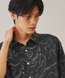 ◆【10色展開】プリントデザインシャツ チェック/ブロッキング/マーブル/ブラシアート