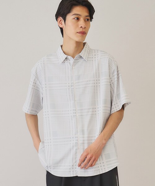 THE SHOP TK （ザ ショップ ティーケー ）の「◆【10色展開】プリントデザインシャツ チェック／ブロッキング／マーブル／ブラシアート（シャツ/ブラウス・メンズ・アイボリー系1/ホワイト系6/チャコールグレー/ホワイト系3/ブラック系2/ネイビー系2/ホワイト系5/ブラック系4/チャコール/ブラック系5・02/03/04）」の9枚目の写真