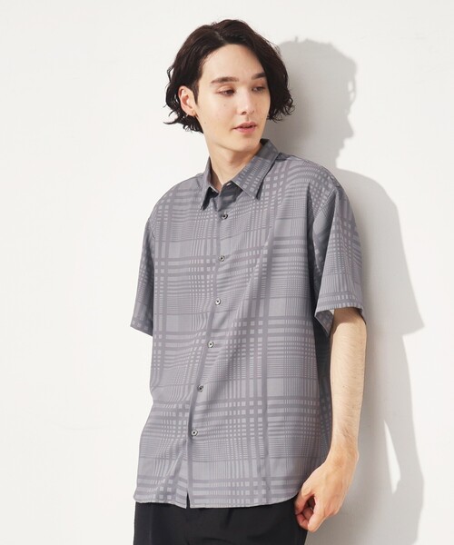 THE SHOP TK （ザ ショップ ティーケー ）の「◆【10色展開】プリントデザインシャツ チェック／ブロッキング／マーブル／ブラシアート（シャツ/ブラウス・メンズ・アイボリー系1/ホワイト系6/チャコールグレー/ホワイト系3/ブラック系2/ネイビー系2/ホワイト系5/ブラック系4/チャコール/ブラック系5・02/03/04）」の7枚目の写真