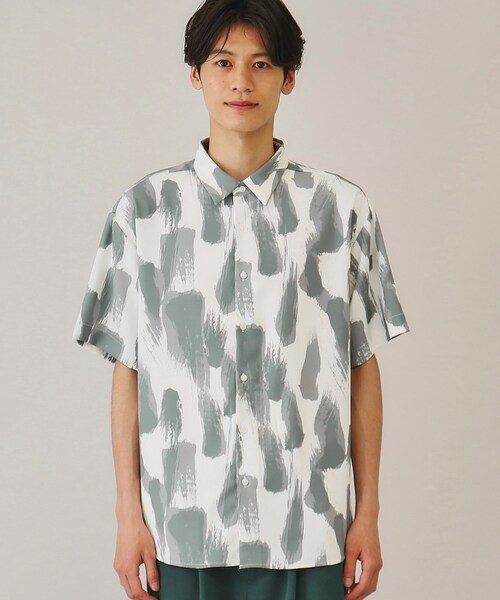 THE SHOP TK （ザ ショップ ティーケー ）の「◆【10色展開】プリントデザインシャツ チェック／ブロッキング／マーブル／ブラシアート（シャツ/ブラウス・メンズ・アイボリー系1/ホワイト系6/チャコールグレー/ホワイト系3/ブラック系2/ネイビー系2/ホワイト系5/ブラック系4/チャコール/ブラック系5・02/03/04）」の12枚目の写真