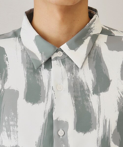 THE SHOP TK （ザ ショップ ティーケー ）の「◆【10色展開】プリントデザインシャツ チェック／ブロッキング／マーブル／ブラシアート（シャツ/ブラウス・メンズ・アイボリー系1/ホワイト系6/チャコールグレー/ホワイト系3/ブラック系2/ネイビー系2/ホワイト系5/ブラック系4/チャコール/ブラック系5・02/03/04）」の15枚目の写真