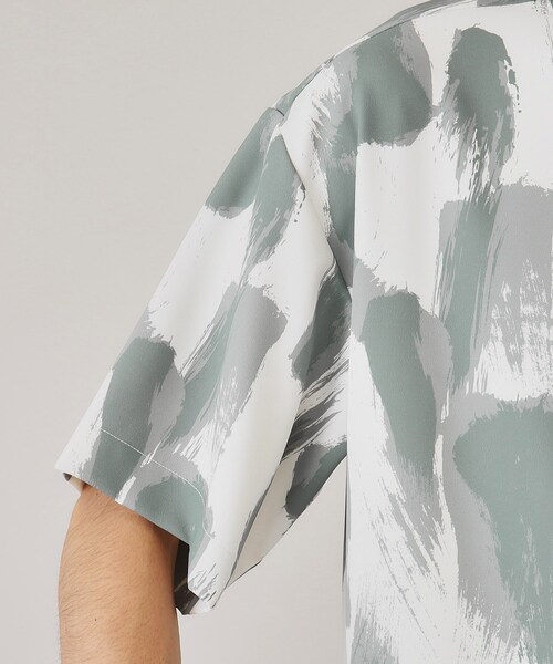 THE SHOP TK （ザ ショップ ティーケー ）の「◆【10色展開】プリントデザインシャツ チェック／ブロッキング／マーブル／ブラシアート（シャツ/ブラウス・メンズ・アイボリー系1/ホワイト系6/チャコールグレー/ホワイト系3/ブラック系2/ネイビー系2/ホワイト系5/ブラック系4/チャコール/ブラック系5・02/03/04）」の16枚目の写真