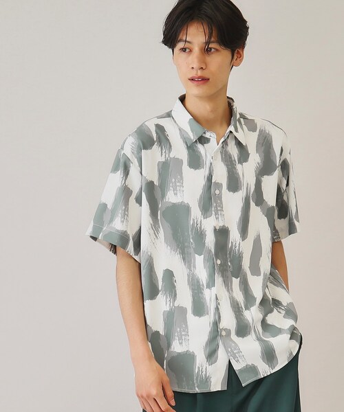THE SHOP TK （ザ ショップ ティーケー ）の「◆【10色展開】プリントデザインシャツ チェック／ブロッキング／マーブル／ブラシアート（シャツ/ブラウス・メンズ・アイボリー系1/ホワイト系6/チャコールグレー/ホワイト系3/ブラック系2/ネイビー系2/ホワイト系5/ブラック系4/チャコール/ブラック系5・02/03/04）」の18枚目の写真