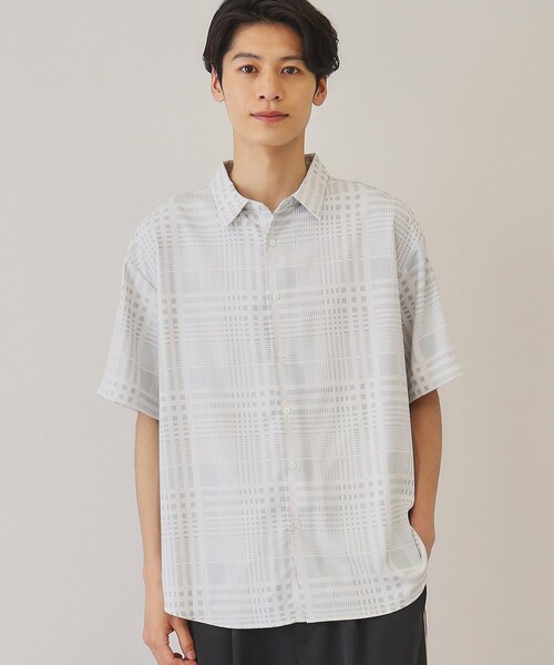 THE SHOP TK （ザ ショップ ティーケー ）の「◆【10色展開】プリントデザインシャツ チェック／ブロッキング／マーブル／ブラシアート（シャツ/ブラウス・メンズ・アイボリー系1/ホワイト系6/チャコールグレー/ホワイト系3/ブラック系2/ネイビー系2/ホワイト系5/ブラック系4/チャコール/ブラック系5・02/03/04）」の22枚目の写真