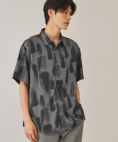 THE SHOP TK （ザ ショップ ティーケー ）の「◆【10色展開】プリントデザインシャツ チェック／ブロッキング／マーブル／ブラシアート（シャツ/ブラウス・メンズ・アイボリー系1/ホワイト系6/チャコールグレー/ホワイト系3/ブラック系2/ネイビー系2/ホワイト系5/ブラック系4/チャコール/ブラック系5・02/03/04）」の11枚目の写真