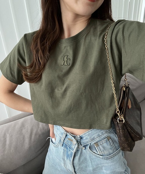 RANCLIC（ランクリック）の「cropped back open T-shirt 【RC】（Tシャツ/カットソー・レディース・アイボリー/ブラック/カーキ・FREE）」の3枚目の写真