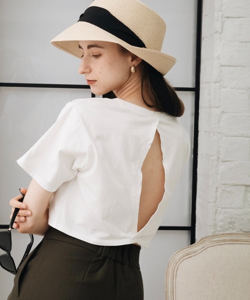 【セール】cropped back open T-shirt 【RC】（Tシャツ/カットソー）｜RANCLIC（ランクリック）