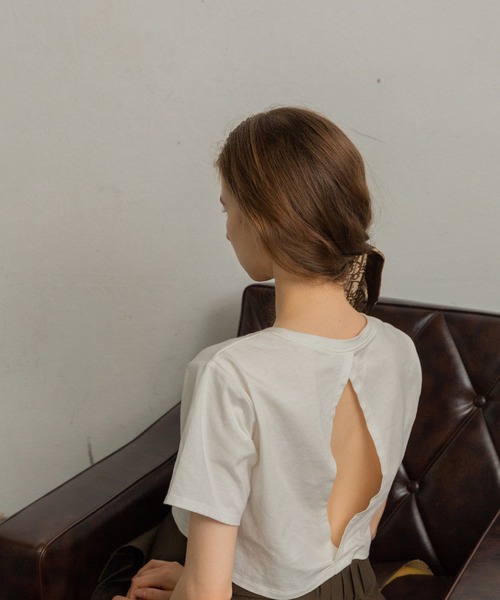 RANCLIC（ランクリック）の「cropped back open T-shirt 【RC】（Tシャツ/カットソー・レディース・アイボリー/ブラック/カーキ・FREE）」の16枚目の写真