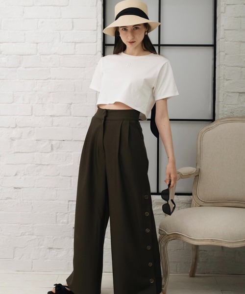 RANCLIC（ランクリック）の「cropped back open T-shirt 【RC】（Tシャツ/カットソー・レディース・アイボリー/ブラック/カーキ・FREE）」の6枚目の写真