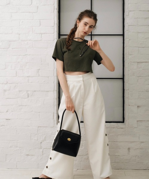 RANCLIC（ランクリック）の「cropped back open T-shirt 【RC】（Tシャツ/カットソー・レディース・アイボリー/ブラック/カーキ・FREE）」の12枚目の写真