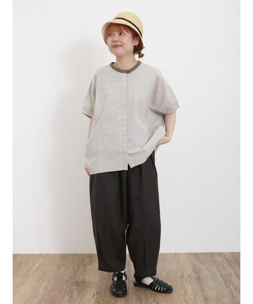 Samansa Mos2(サマンサ モスモス)の「【クールコットン/接触冷感】柄アソートクレリック袖タックブラウス(シャツ/ブラウス・レディース・ブラウン/グレー/チャコールグレー/オフホワイト・F)」の20枚目の写真