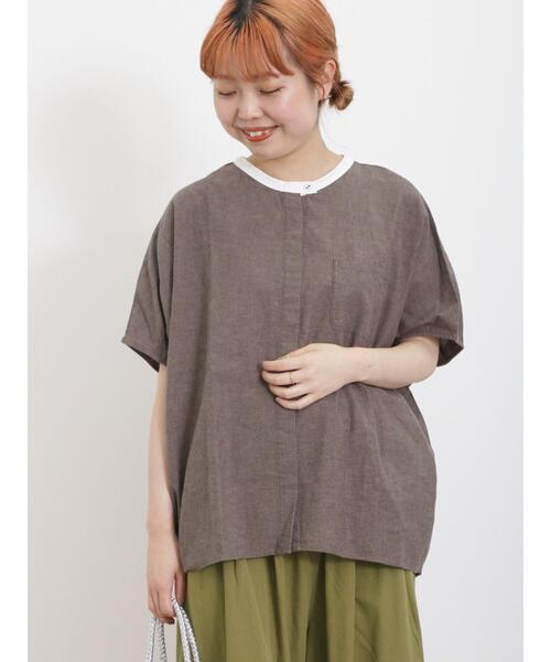 Samansa Mos2(サマンサ モスモス)の「【クールコットン/接触冷感】柄アソートクレリック袖タックブラウス(シャツ/ブラウス・レディース・ブラウン/グレー/チャコールグレー/オフホワイト・F)」の18枚目の写真