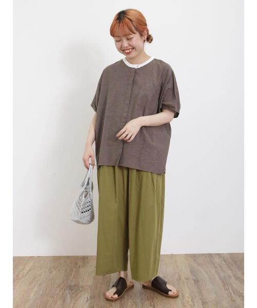 Samansa Mos2(サマンサ モスモス)の「【クールコットン/接触冷感】柄アソートクレリック袖タックブラウス(シャツ/ブラウス・レディース・ブラウン/グレー/チャコールグレー/オフホワイト・F)」の16枚目の写真