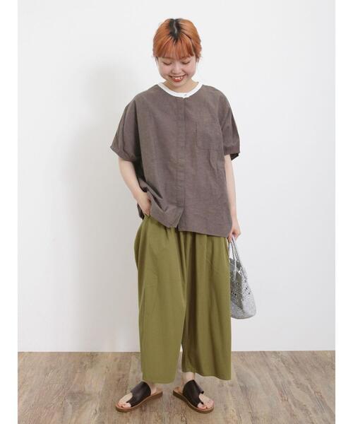 Samansa Mos2(サマンサ モスモス)の「【クールコットン/接触冷感】柄アソートクレリック袖タックブラウス(シャツ/ブラウス・レディース・ブラウン/グレー/チャコールグレー/オフホワイト・F)」の15枚目の写真