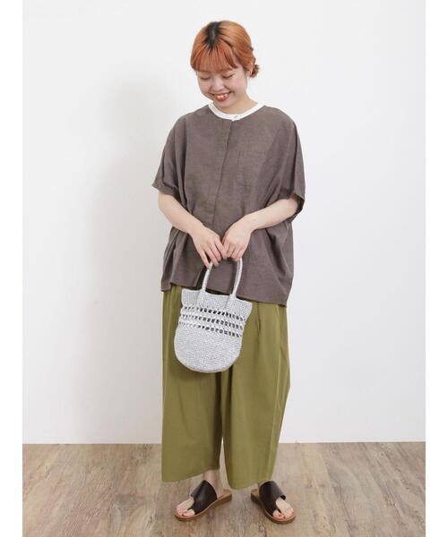 Samansa Mos2(サマンサ モスモス)の「【クールコットン/接触冷感】柄アソートクレリック袖タックブラウス(シャツ/ブラウス・レディース・ブラウン/グレー/チャコールグレー/オフホワイト・F)」の14枚目の写真