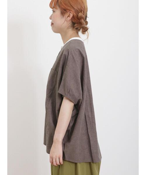 Samansa Mos2(サマンサ モスモス)の「【クールコットン/接触冷感】柄アソートクレリック袖タックブラウス(シャツ/ブラウス・レディース・ブラウン/グレー/チャコールグレー/オフホワイト・F)」の12枚目の写真