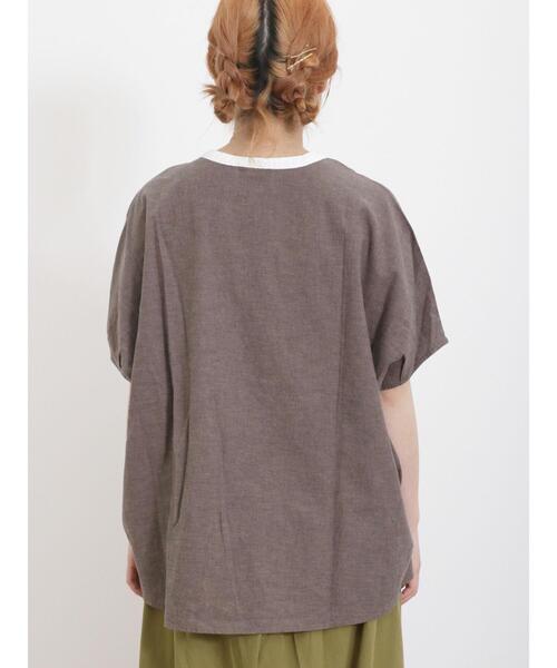 Samansa Mos2(サマンサ モスモス)の「【クールコットン/接触冷感】柄アソートクレリック袖タックブラウス(シャツ/ブラウス・レディース・ブラウン/グレー/チャコールグレー/オフホワイト・F)」の11枚目の写真