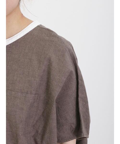 Samansa Mos2(サマンサ モスモス)の「【クールコットン/接触冷感】柄アソートクレリック袖タックブラウス(シャツ/ブラウス・レディース・ブラウン/グレー/チャコールグレー/オフホワイト・F)」の9枚目の写真