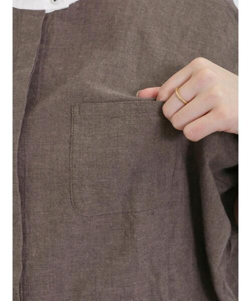 Samansa Mos2(サマンサ モスモス)の「【クールコットン/接触冷感】柄アソートクレリック袖タックブラウス(シャツ/ブラウス・レディース・ブラウン/グレー/チャコールグレー/オフホワイト・F)」の6枚目の写真