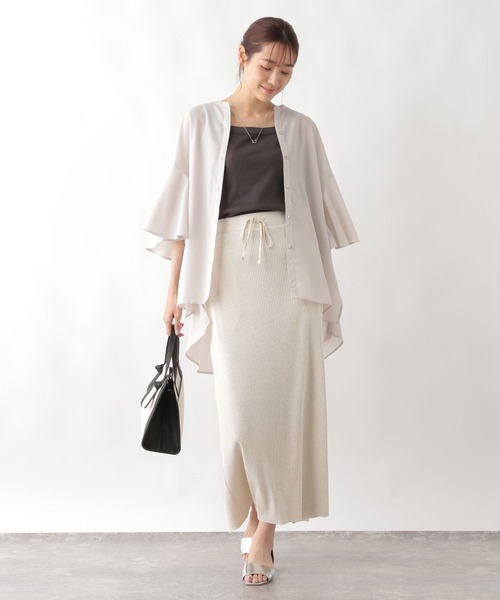 GLOBAL WORK（グローバルワーク）の「セルフCUTリブナロースカート/123730（スカート・レディース・ブラック/ブラウン系9/ブラック系/ホワイト系8/グレー系5・LARGE/MEDIUM）」の6枚目の写真