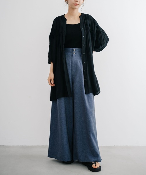 refinedworks（リファインドワークス）の「【refinedworks】デニム見えするボリュームハイウエストバギーパンツ！（デニムパンツ・レディース・ネイビー/ブラック・FREE）」の13枚目の写真