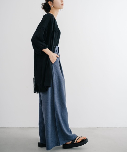 refinedworks（リファインドワークス）の「【refinedworks】デニム見えするボリュームハイウエストバギーパンツ！（デニムパンツ・レディース・ネイビー/ブラック・FREE）」の11枚目の写真