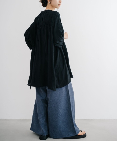 refinedworks（リファインドワークス）の「【refinedworks】デニム見えするボリュームハイウエストバギーパンツ！（デニムパンツ・レディース・ネイビー/ブラック・FREE）」の10枚目の写真