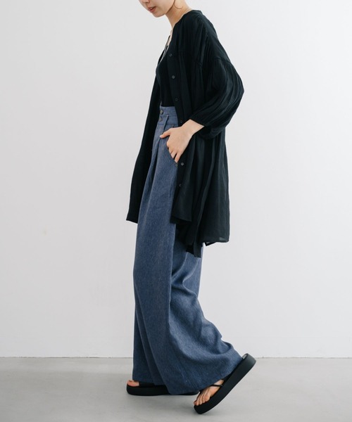 refinedworks（リファインドワークス）の「【refinedworks】デニム見えするボリュームハイウエストバギーパンツ！（デニムパンツ・レディース・ネイビー/ブラック・FREE）」の9枚目の写真