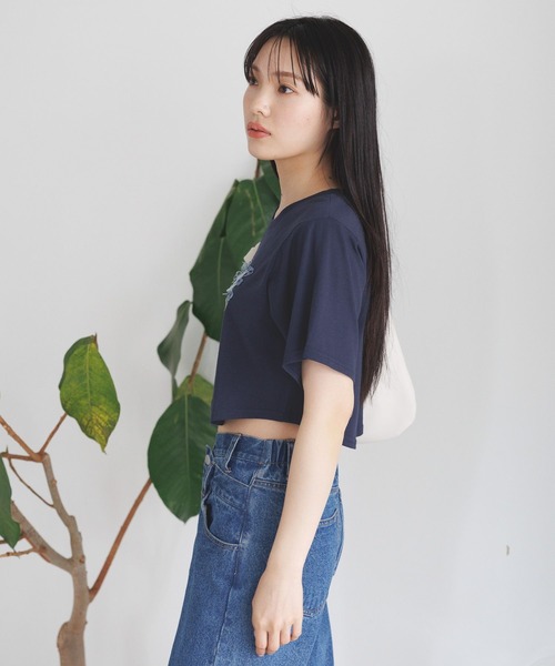 3.3 Field Trip （3.3フィールドトリップ）の「3.3 Field Trip／デニムロゴTEE（Tシャツ/カットソー・レディース・チャコール/ホワイト/ネイビー・FREE）」の11枚目の写真