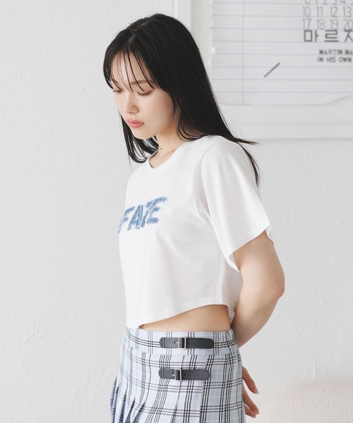 3.3 Field Trip （3.3フィールドトリップ）の「3.3 Field Trip／デニムロゴTEE（Tシャツ/カットソー・レディース・チャコール/ホワイト/ネイビー・FREE）」の18枚目の写真