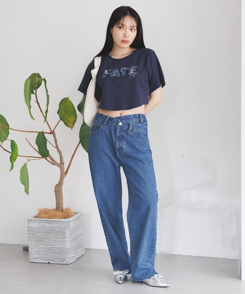 3.3 Field Trip （3.3フィールドトリップ）の「3.3 Field Trip／デニムロゴTEE（Tシャツ/カットソー・レディース・チャコール/ホワイト/ネイビー・FREE）」の4枚目の写真