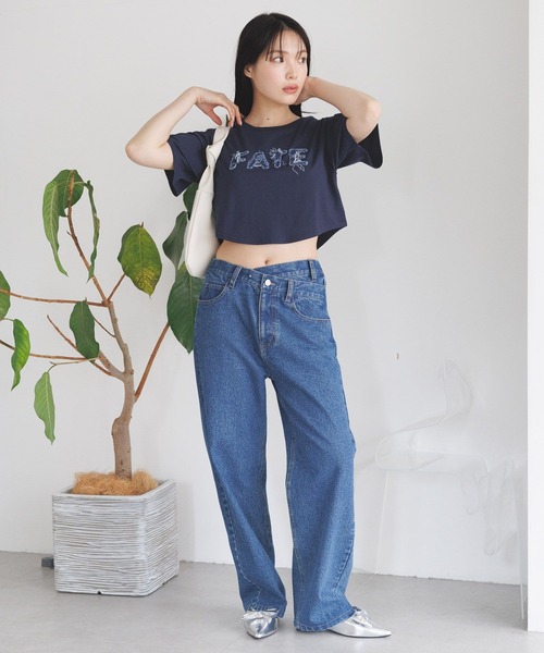 3.3 Field Trip （3.3フィールドトリップ）の「3.3 Field Trip／デニムロゴTEE（Tシャツ/カットソー・レディース・チャコール/ホワイト/ネイビー・FREE）」の6枚目の写真