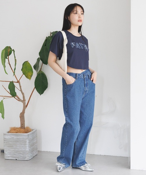 3.3 Field Trip （3.3フィールドトリップ）の「3.3 Field Trip／デニムロゴTEE（Tシャツ/カットソー・レディース・チャコール/ホワイト/ネイビー・FREE）」の7枚目の写真