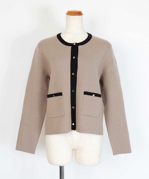 UR'S（ユアーズ）の「ゴールド釦ポケットデザインニットジャケット（カーディガン/ボレロ・レディース・ブラック/ブルー系その他/ホワイト/ベージュ系その他・M/MT）」の18枚目の写真