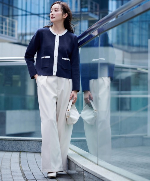 UR'S（ユアーズ）の「ゴールド釦ポケットデザインニットジャケット（カーディガン/ボレロ・レディース・ブラック/ブルー系その他/ホワイト/ベージュ系その他・M/MT）」の11枚目の写真