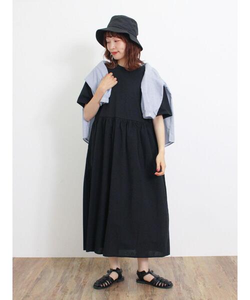 Samansa Mos2（サマンサ モスモス）の「◎ウエストギャザー切替ワンピース（ワンピース・レディース・ブルー/キナリ/ブラック/レッド・F）」の8枚目の写真