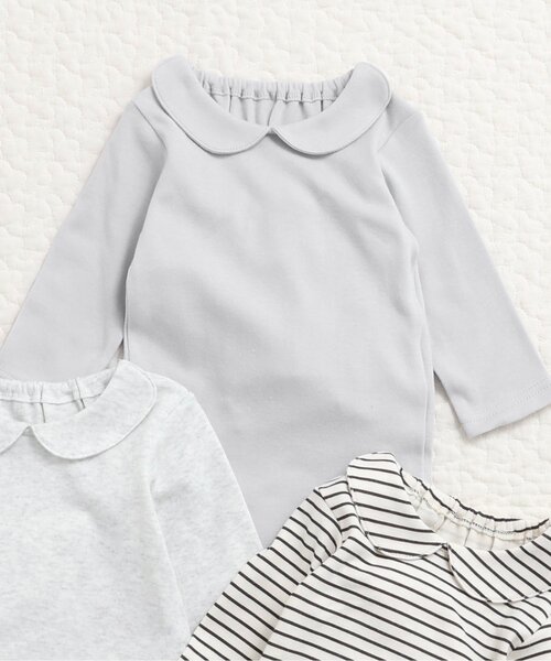 apres les cours（アプレレクール）の「丸襟ボディスーツ（ロンパース・キッズ・グレー/アイボリー/その他2・70/80）」の3枚目の写真