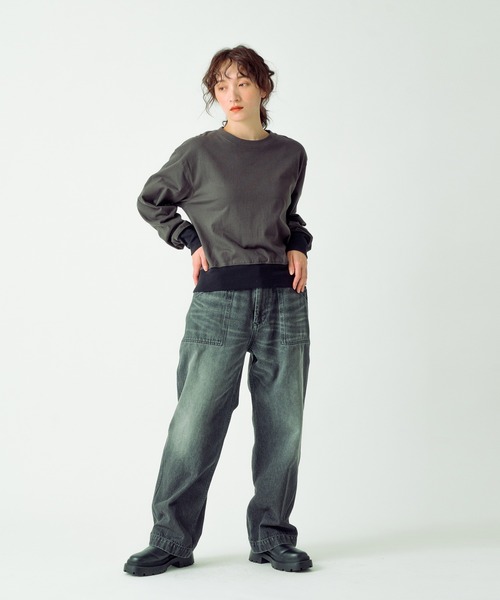 kha:ki(カーキ)の「「KHA:KI/カーキ」バイカラーリブTシャツ(Tシャツ/カットソー・レディース・ブラウン系その他/グレー/ブラック・1)」の15枚目の写真