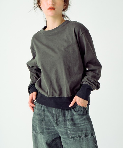 kha:ki(カーキ)の「「KHA:KI/カーキ」バイカラーリブTシャツ(Tシャツ/カットソー・レディース・ブラウン系その他/グレー/ブラック・1)」の19枚目の写真