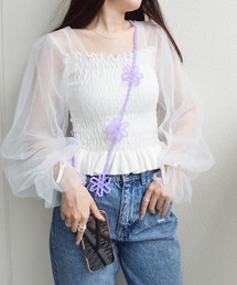 styiro（スタイロ）の「お花ビーズスマホショルダーストラップ(120cm)（スマホグッズ）」