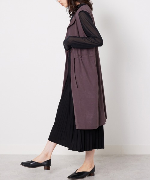 BELLUNA PLUS（ベルーナ）の「ドロスト使いポケット付ロングジレ（ベスト・レディース・ブラック/モカ・LARGE/X-LARGE/MEDIUM）」の5枚目の写真