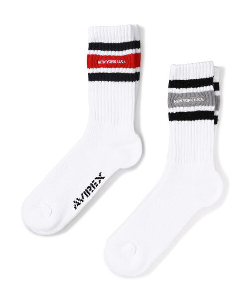 AVIREX（アヴィレックス）の「《直営店限定》LINE NEYYORK SOCKS / ライン ニューヨーク ソックス / AVIREX / アヴィレックス（ソックス/靴下・メンズ・ブラック/ホワイト/グレー/ホワイト系2・FREE/F）」の10枚目の写真