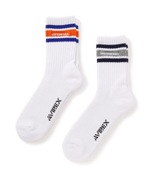 AVIREX（アヴィレックス）の「《直営店限定》LINE NEYYORK SOCKS / ライン ニューヨーク ソックス / AVIREX / アヴィレックス（ソックス/靴下・メンズ・ブラック/ホワイト/グレー/ホワイト系2・FREE/F）」の3枚目の写真