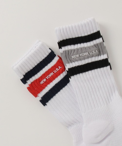 AVIREX（アヴィレックス）の「《直営店限定》LINE NEYYORK SOCKS / ライン ニューヨーク ソックス / AVIREX / アヴィレックス（ソックス/靴下・メンズ・ブラック/ホワイト/グレー/ホワイト系2・FREE/F）」の7枚目の写真