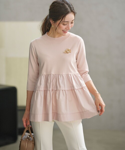 【セール】ブラウスコンビ ティアードニット（ニット/セーター）｜組曲（クミキョク）