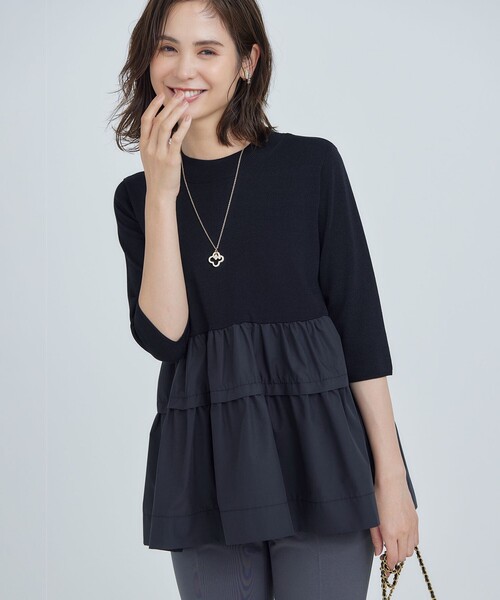 【セール】ブラウスコンビ ティアードニット（ニット/セーター）｜組曲（クミキョク）