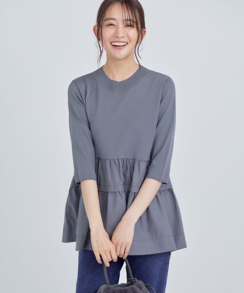 【セール】ブラウスコンビ ティアードニット（ニット/セーター）｜組曲（クミキョク）